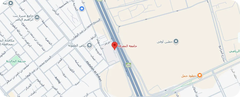موقع جامعة المعرفة الفرع الرئيسي على الخريطة