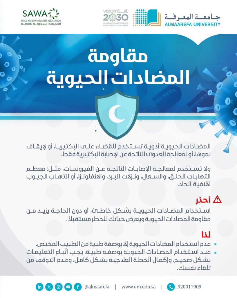 @almaarefa: With our awareness… antibiotics are a blessing… so don’t be a curse! #Antibiotic Awareness Week@almaarefa-ht